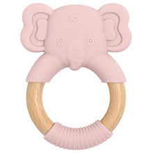 Load image into Gallery viewer, Baby Silicone Elephant Wood Teether
