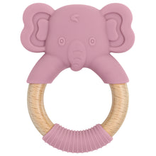 Load image into Gallery viewer, Baby Silicone Elephant Wood Teether
