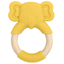 Load image into Gallery viewer, Baby Silicone Elephant Wood Teether
