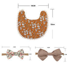 Load image into Gallery viewer, Baby Bowknot Hairband Double-sided Lace Saliva Towel&amp;Bib
