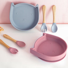 Load image into Gallery viewer, Baby Silicone Tableware 4pcs (Cat）
