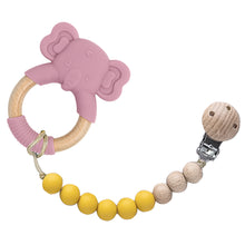 Load image into Gallery viewer, Baby Silicone Elephant Wood Teether
