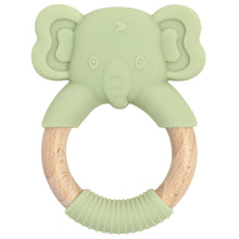 Load image into Gallery viewer, Baby Silicone Elephant Wood Teether
