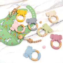 Load image into Gallery viewer, Baby Silicone Elephant Wood Teether
