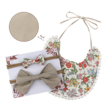 Load image into Gallery viewer, Baby Bowknot Hairband Double-sided Lace Saliva Towel&amp;Bib
