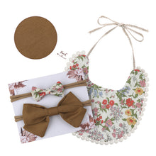 Load image into Gallery viewer, Baby Bowknot Hairband Double-sided Lace Saliva Towel&amp;Bib
