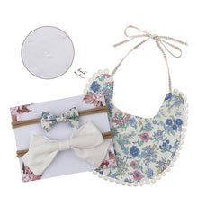 Load image into Gallery viewer, Baby Bowknot Hairband Double-sided Lace Saliva Towel&amp;Bib
