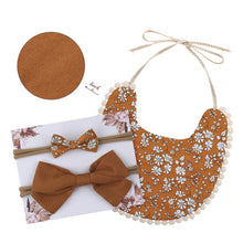 Load image into Gallery viewer, Baby Bowknot Hairband Double-sided Lace Saliva Towel&amp;Bib
