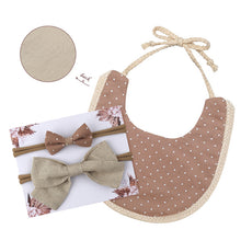 Load image into Gallery viewer, Baby Bowknot Hairband Double-sided Lace Saliva Towel&amp;Bib
