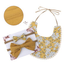 Load image into Gallery viewer, Baby Bowknot Hairband Double-sided Lace Saliva Towel&amp;Bib
