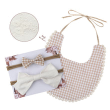 Load image into Gallery viewer, Baby Bowknot Hairband Double-sided Lace Saliva Towel&amp;Bib
