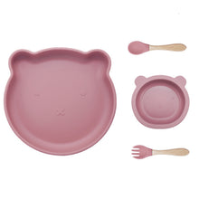 Load image into Gallery viewer, Baby Silicone Tableware 4pcs (Bear）
