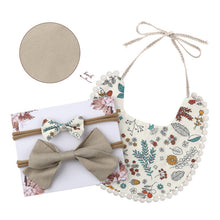 Load image into Gallery viewer, Baby Bowknot Hairband Double-sided Lace Saliva Towel&amp;Bib
