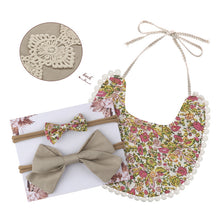 Load image into Gallery viewer, Baby Bowknot Hairband Double-sided Lace Saliva Towel&amp;Bib
