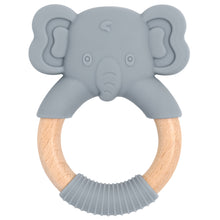 Load image into Gallery viewer, Baby Silicone Elephant Wood Teether
