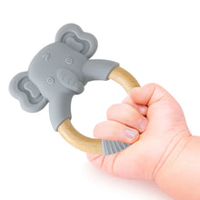 Load image into Gallery viewer, Baby Silicone Elephant Wood Teether
