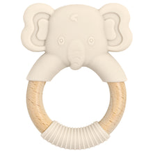 Load image into Gallery viewer, Baby Silicone Elephant Wood Teether
