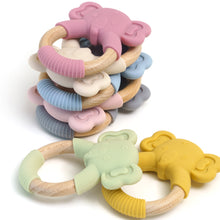 Load image into Gallery viewer, Baby Silicone Elephant Wood Teether
