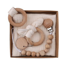 Load image into Gallery viewer, Newborn Baby Gift (pacifier chain+ring handkerchief+bow knot bracelet)
